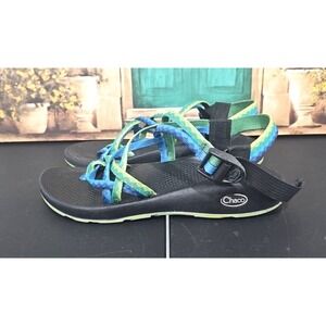 Chaco W 9 Womens Water Sports Sandals Double Strap Blue Green